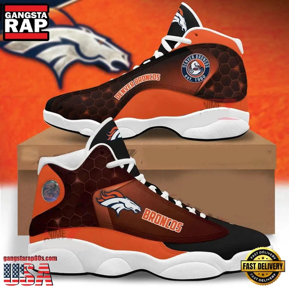NFL Denver Broncos New Design Air Jordan 13 Running Sneakers Shoes