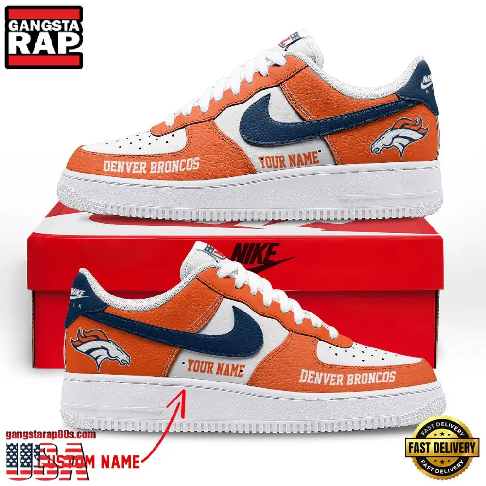 NFL Denver Broncos New Design Custom Air Force 1 Running Sneakers Shoes