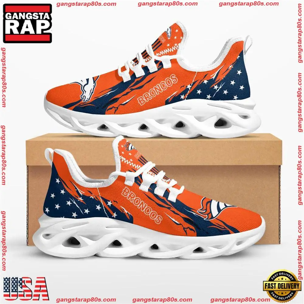 NFL Denver Broncos Stars and Stripes Max Soul Shoes Running Sneakers Running Sneakers