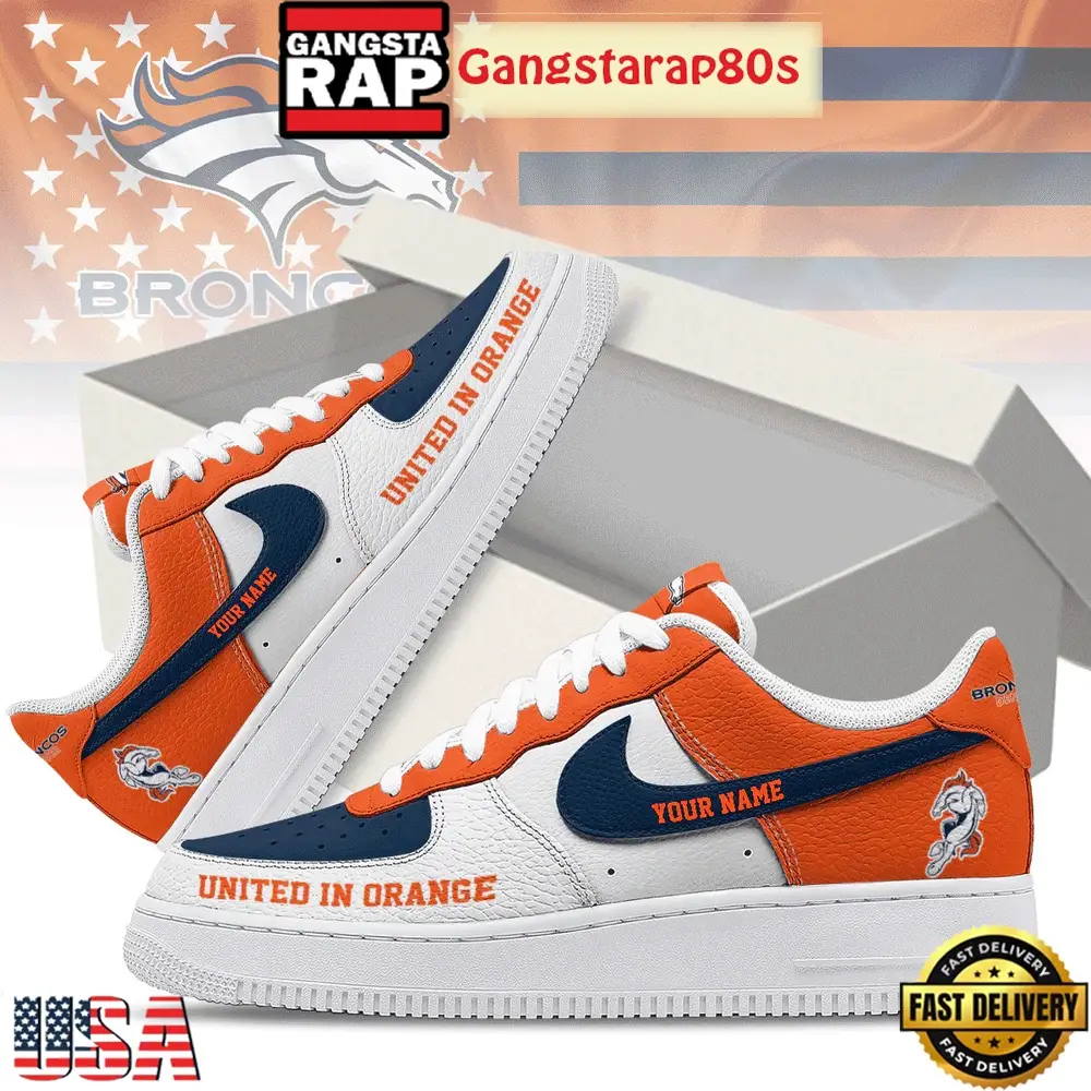 NFL Denver Broncos United In Orange Custom Nike Air Force 1 Sneakers Shoes NFL Denver Broncos United In Orange Custom Nike Air Force 1 Sneakers Shoes - Image 1