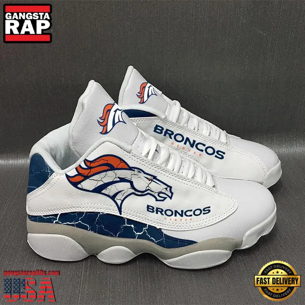 NFL Denver Broncos White Air Jordan 13 Sneakers Shoes Shoes