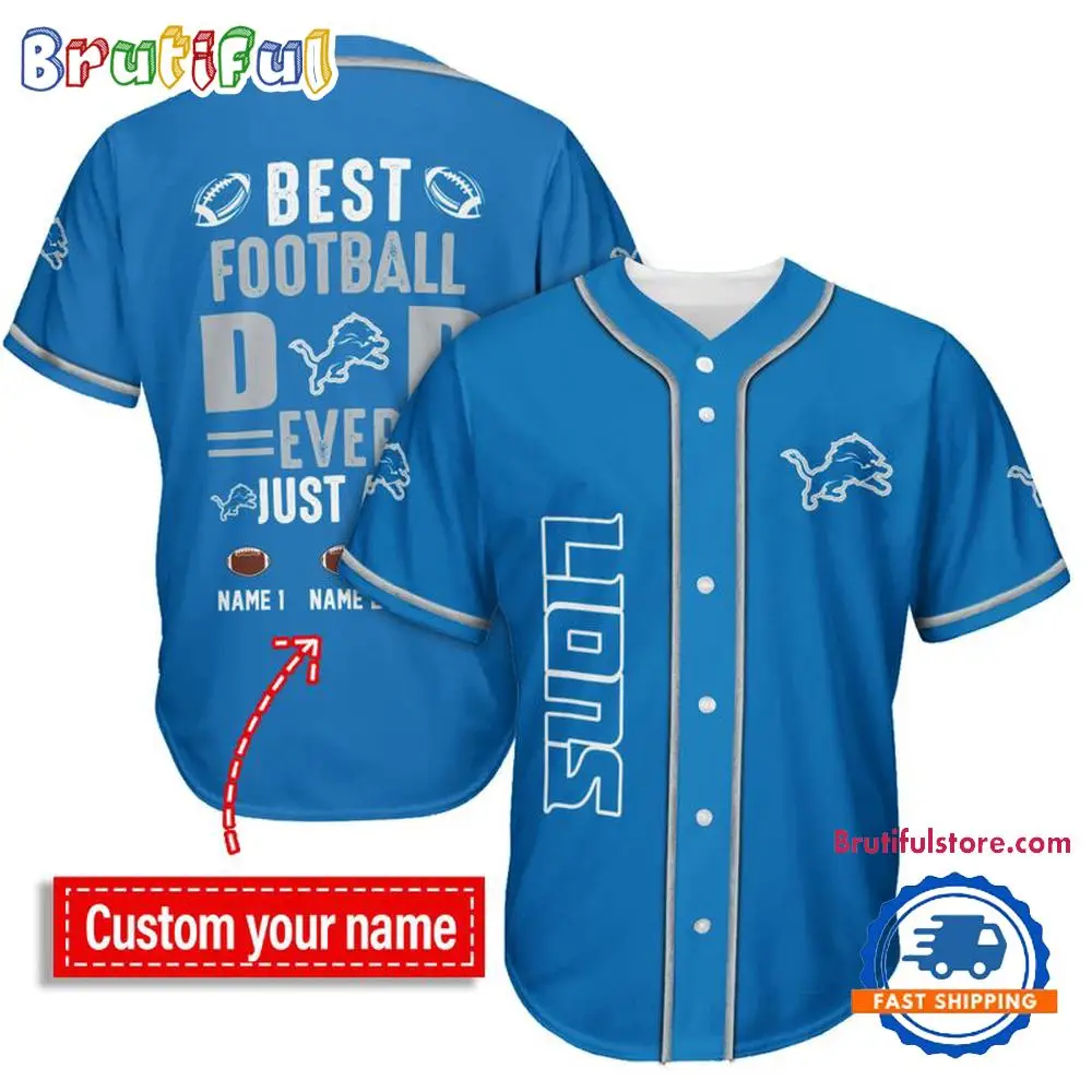NFL Detroit Lions Best Dad Ever Baseball Jersey