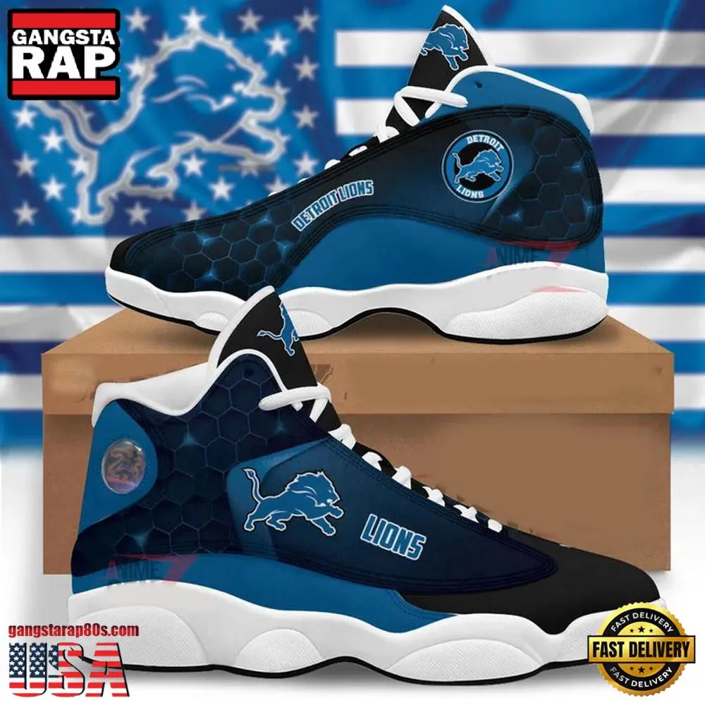 NFL Detroit Lions New Design Air Jordan 13 Running Sneakers Shoes