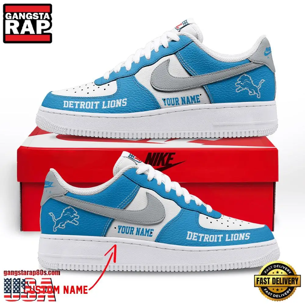 NFL Detroit Lions New Design Custom Air Force 1 Running Sneakers Shoes NFL Detroit Lions New Design Custom Air Force 1 Running Sneakers Shoes - Image 1