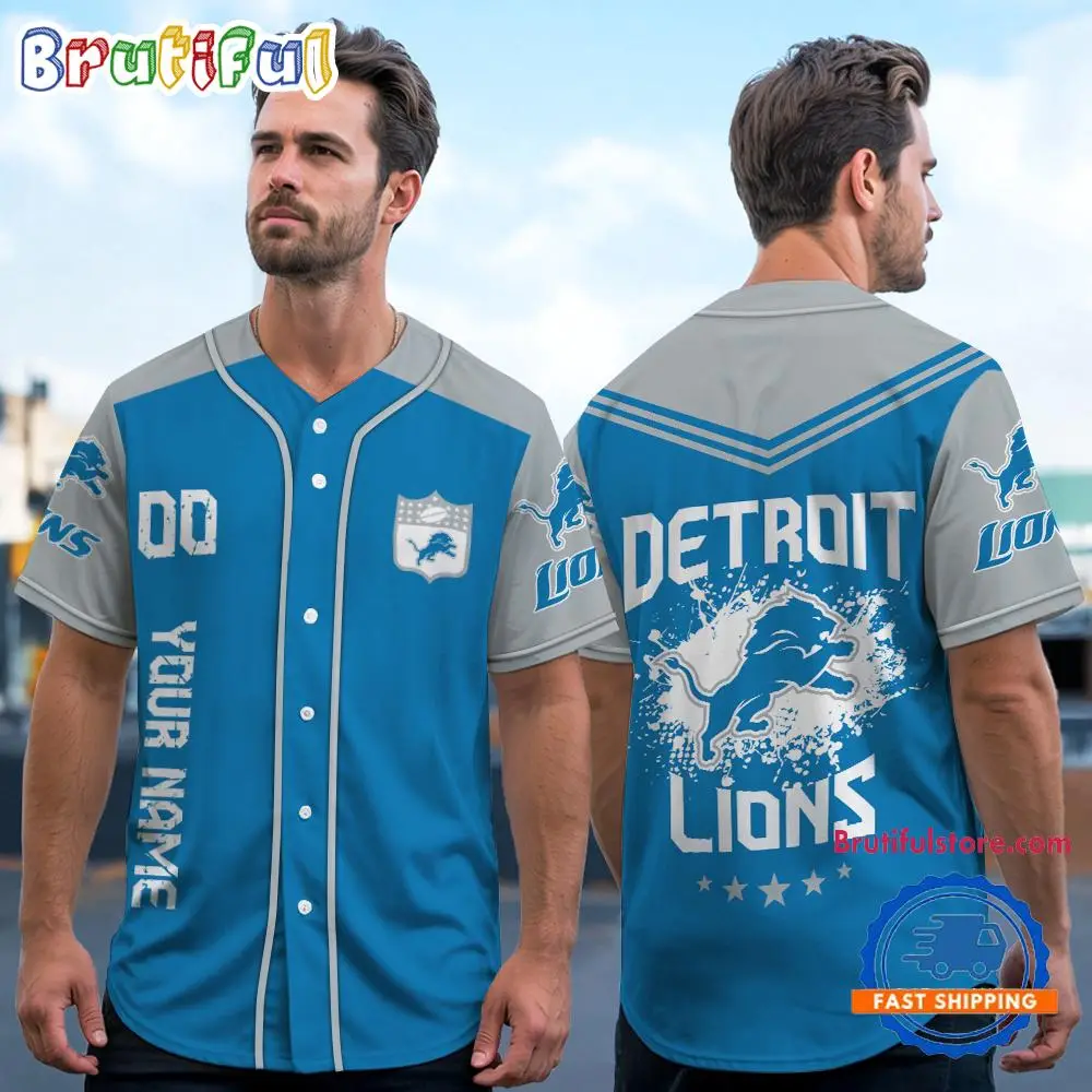 NFL Detroit Lions Personalized Baseball Jersey