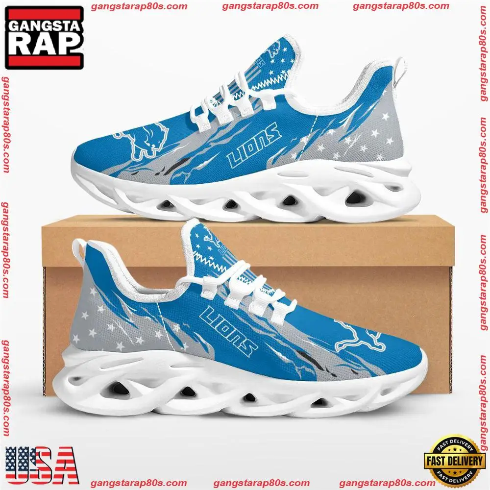 NFL Detroit Lions Stars and Stripes Max Soul Shoes Running Sneakers Running Sneakers