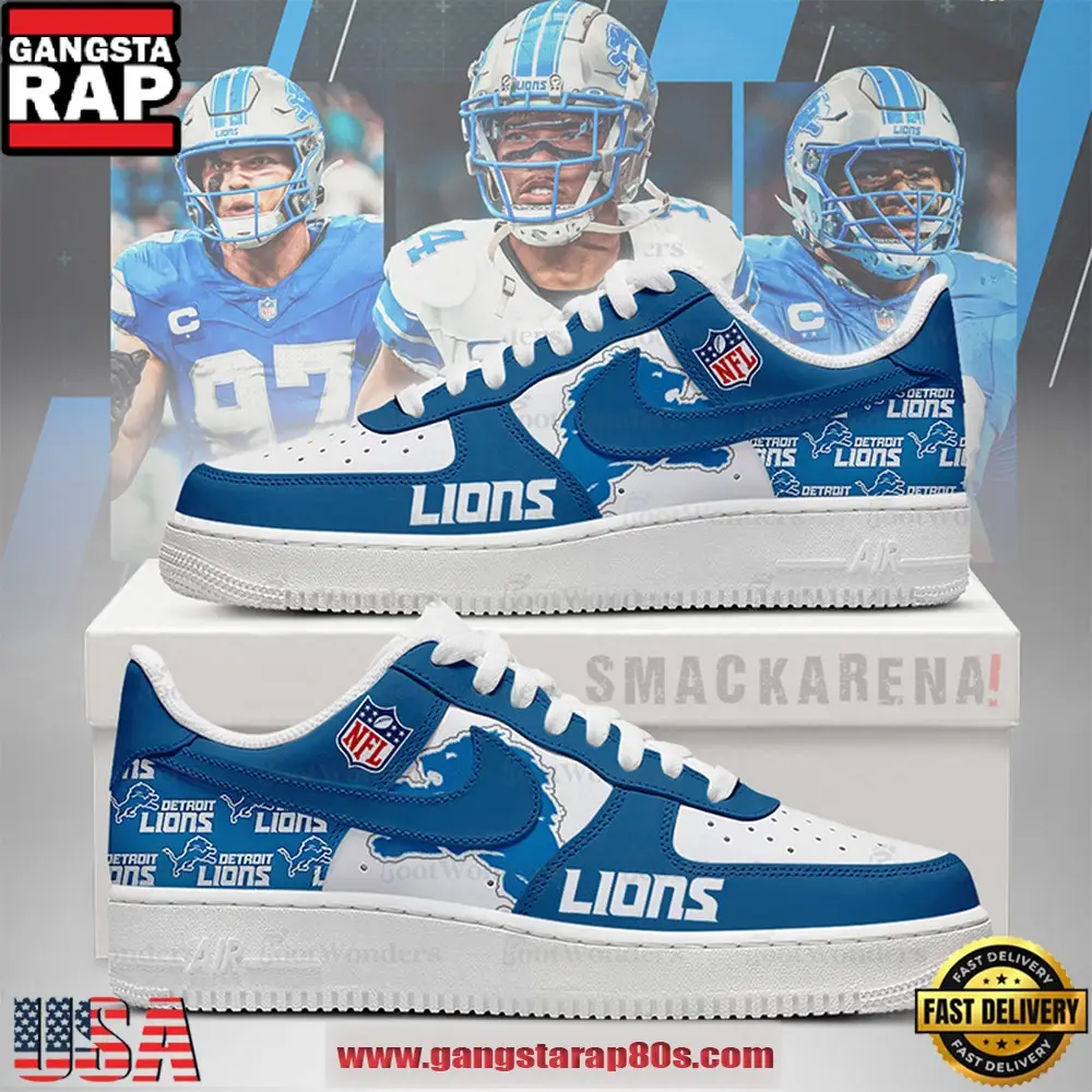 NFL Detroit Lions Trending Football Sneakers Nike Air Force 1 Shoes
