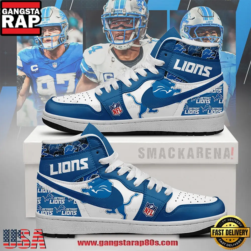 NFL Detroit Lions Trending Football Sneakers Nike Air Jordan 1 Shoes