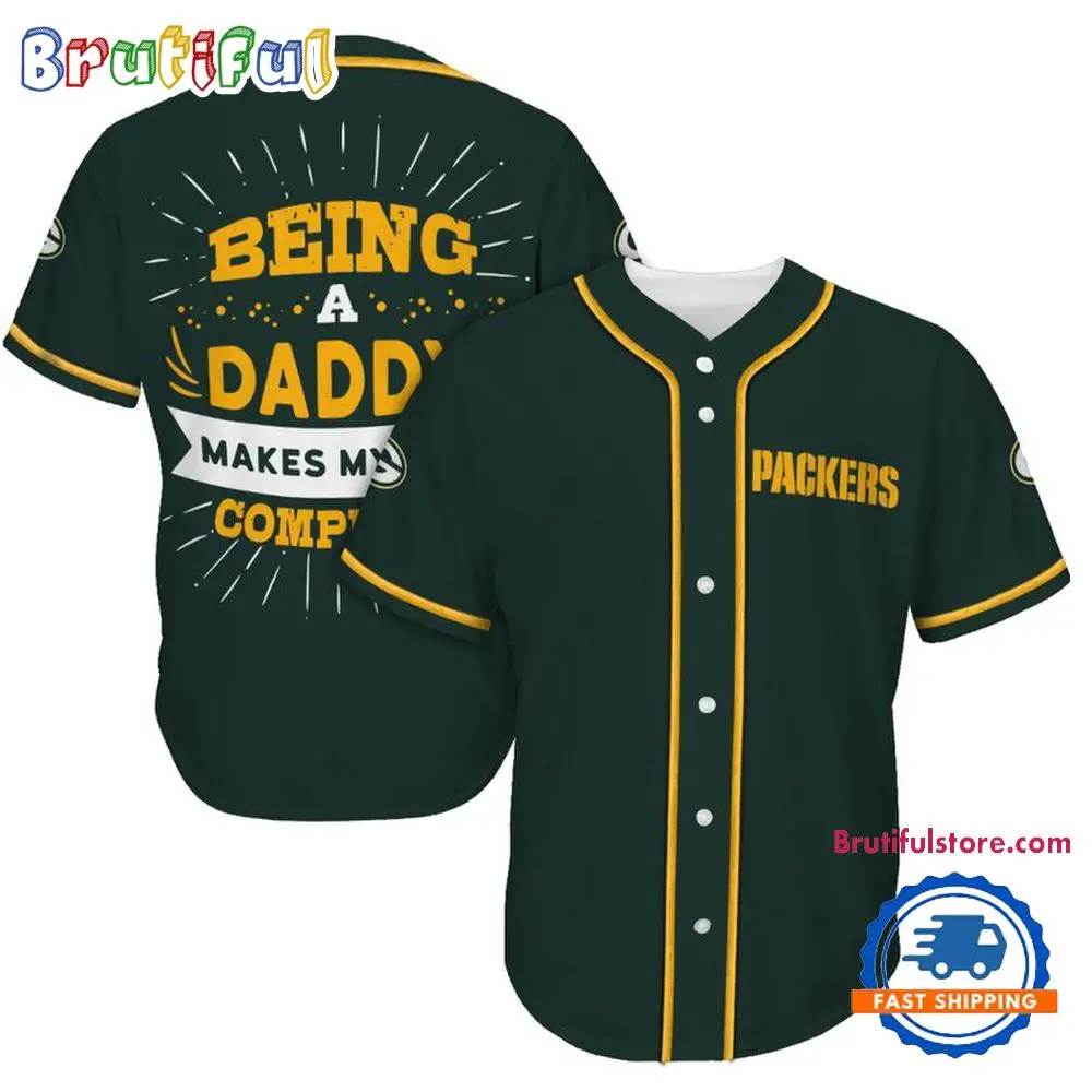 NFL Green Bay Packers Football Being A Daddy Father's Day Baseball Jersey NFL Green Bay Packers Football Being A Daddy Father's Day Baseball Jersey - Image 1