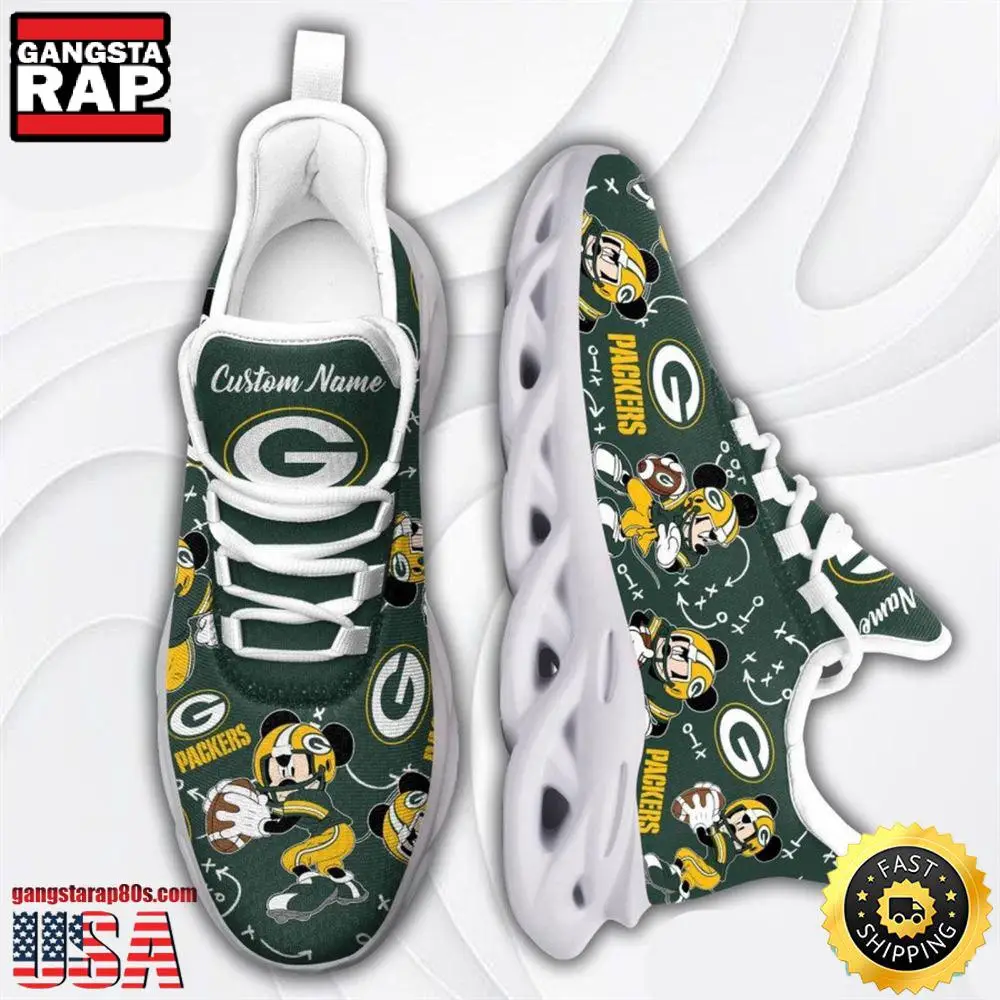 NFL Green Bay Packers Mickey Mouse Custom Name Max Soul Shoes Running Sneakers