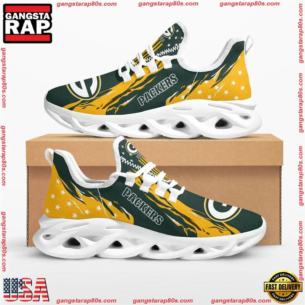 NFL Green Bay Packers Stars and Stripes Max Soul Shoes Running Sneakers Running Sneakers