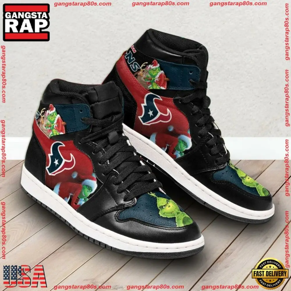 NFL Houston Texans Football Logo Team Air Jordan 1 Running Sneakers Shoes