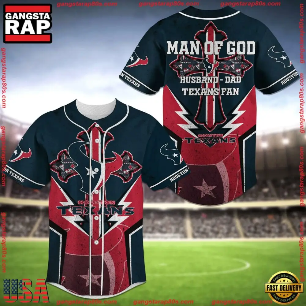 NFL Houston Texans Man of God New Design Baseball Jersey Shirt