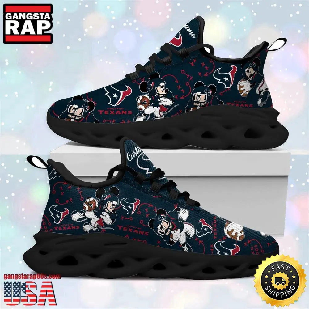 NFL Houston Texans Mickey Mouse Custom Name Max Soul Shoes Running Sneakers