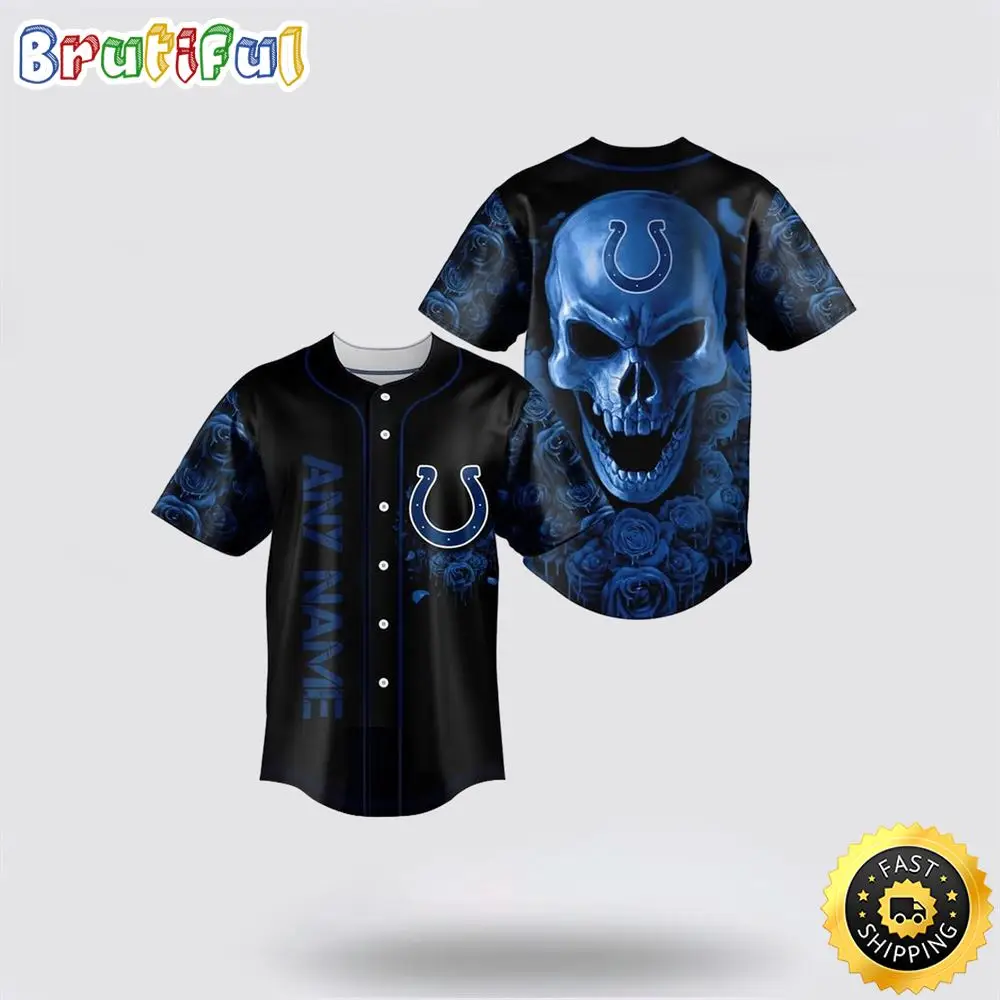 NFL Indianapolis Colts Baseball Jersey 3D Personalized Skull Top Quality Fan Apparel