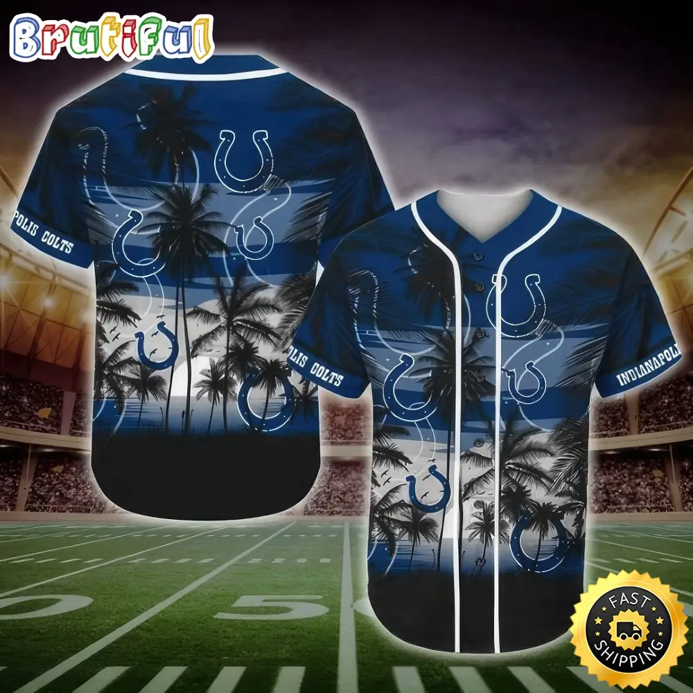 NFL Indianapolis Colts Baseball Jersey Shirt Palm Tree
