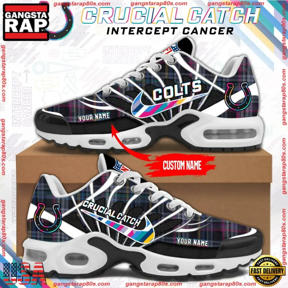 NFL Indianapolis Colts Crucial Catch Intercept Cancer Air Max Plus Shoes Running Sneakers