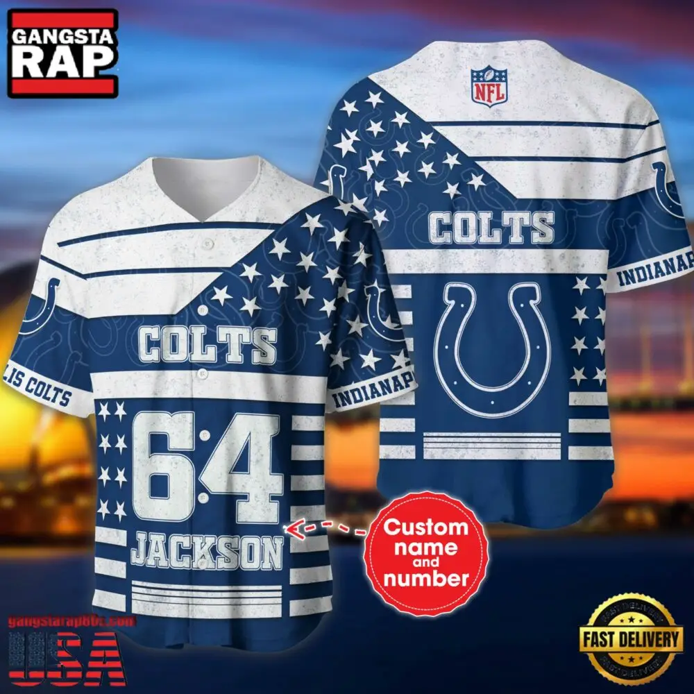 NFL Indianapolis Colts Custom Name Number Name Number American Flag Baseball Jersey Shirt