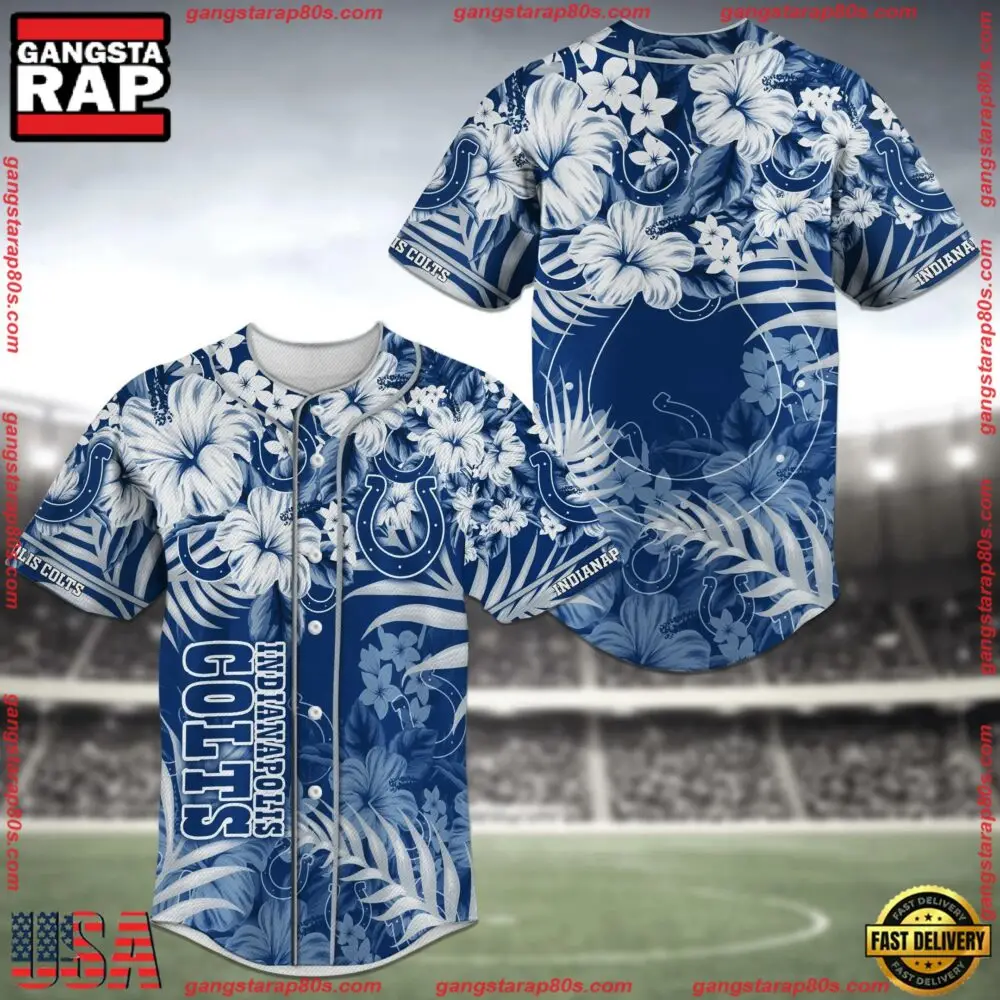 NFL Indianapolis Colts Fan Flower New Design Baseball Jersey Shirt NFL Indianapolis Colts Fan Flower New Design Baseball Jersey Shirt - Image 1