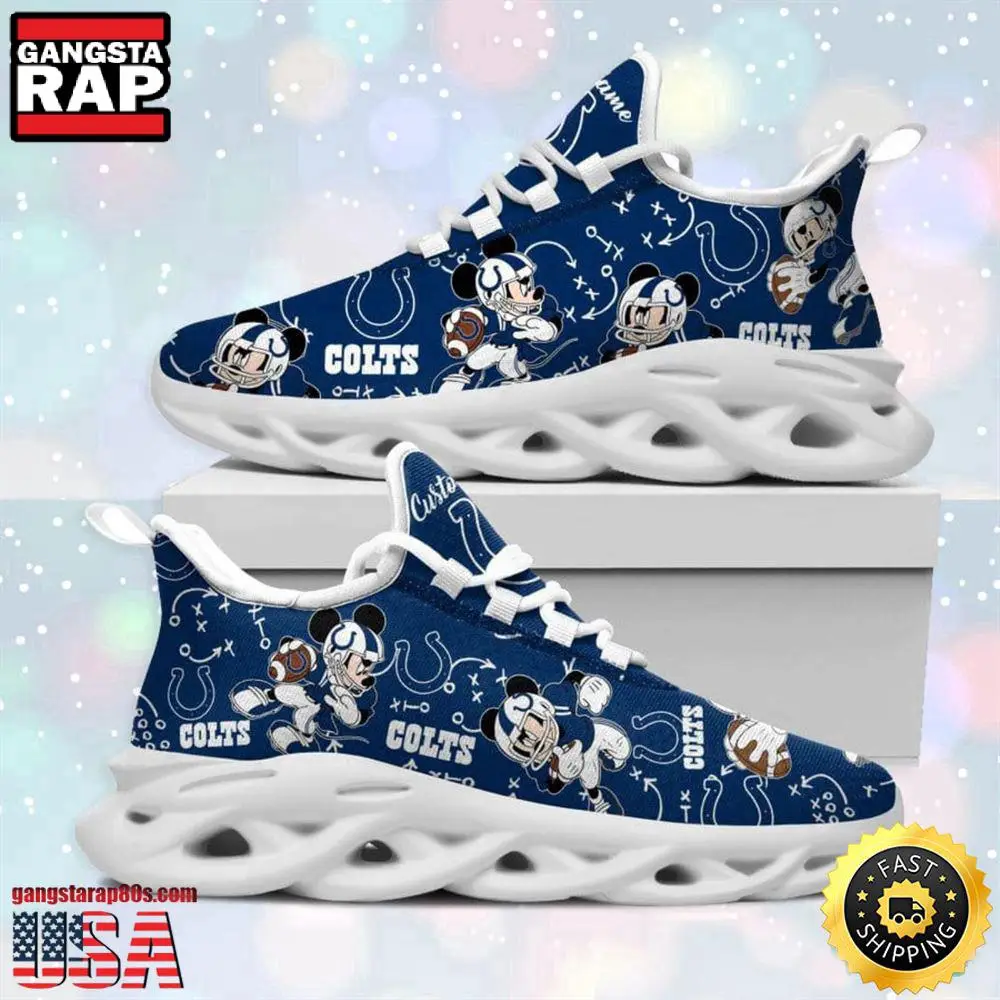 NFL Indianapolis Colts Mickey Mouse Custom Name Max Soul Shoes Running Sneakers