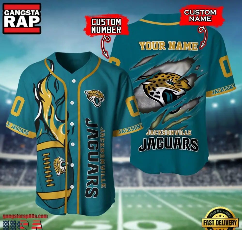 NFL Jacksonville Jaguars Team Logo Litmited Edition Baseball Jersey Shirt