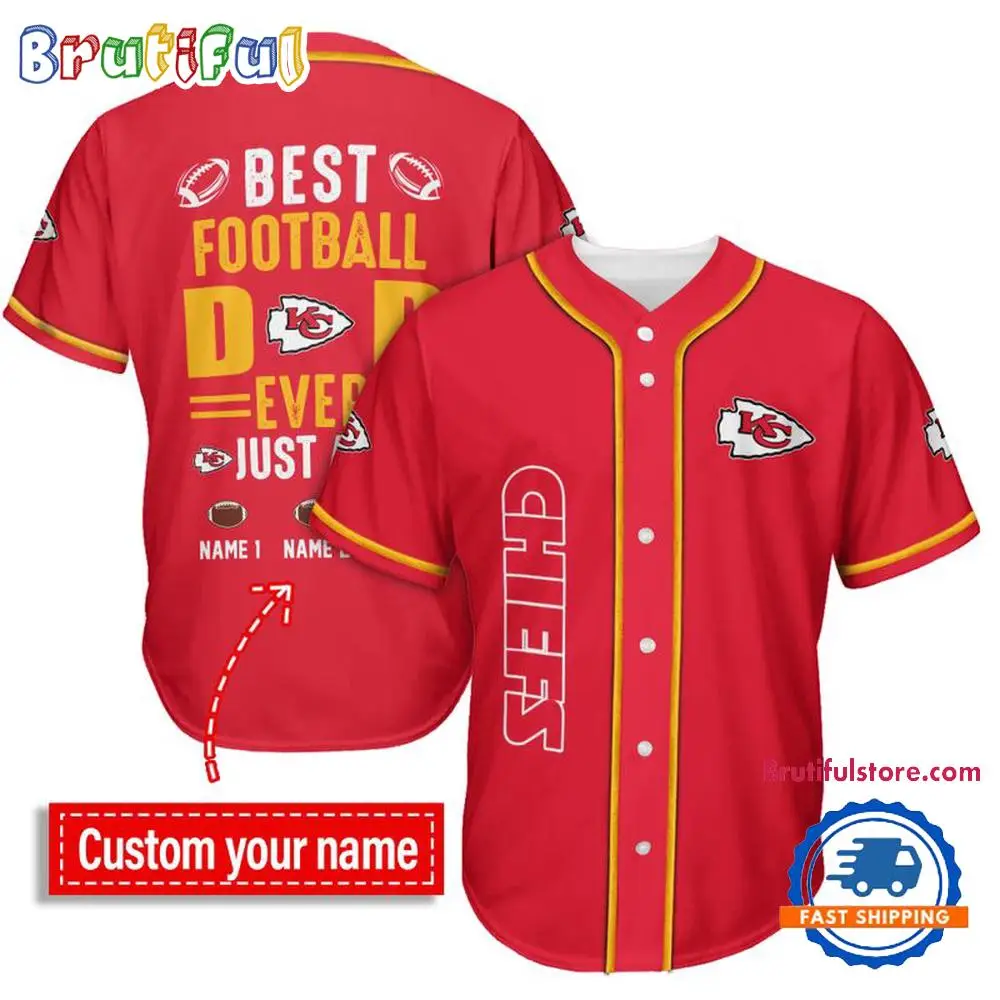 NFL Kansas City Chiefs Best Dad Ever Baseball Jersey
