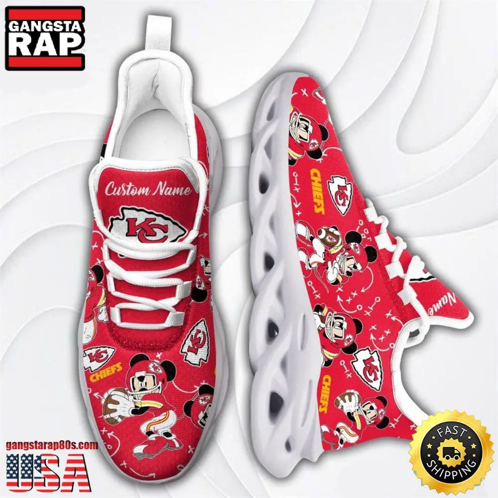 NFL Kansas City Chiefs Mickey Mouse Custom Name Max Soul Shoes Running Sneakers