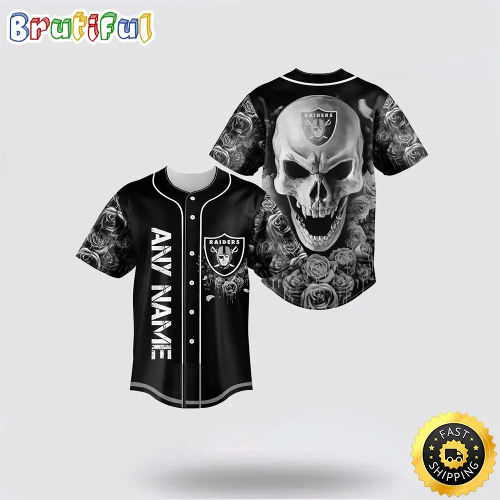 NFL Las Vegas Raiders Baseball Jersey 3D Personalized Skull Top Quality Fan Apparel
