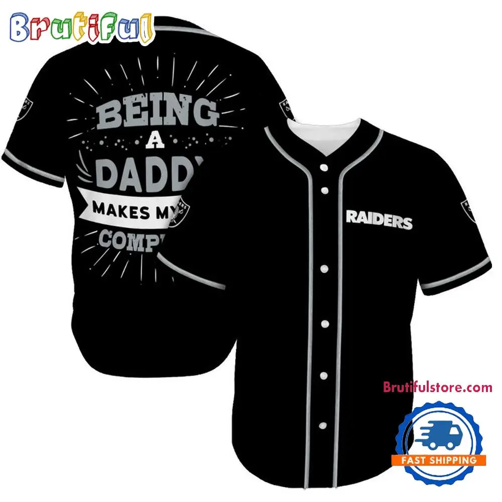 NFL Las Vegas Raiders Football Being A Daddy Father's Day Baseball Jersey NFL Las Vegas Raiders Football Being A Daddy Father's Day Baseball Jersey - Image 1