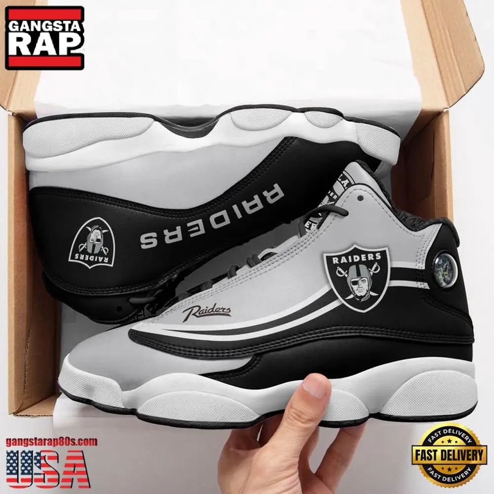 NFL Las Vegas Raiders Team New Design Air Jordan 13 Running Sneakers Shoes NFL Las Vegas Raiders Team New Design Air Jordan 13 Running Sneakers Shoes - Image 1