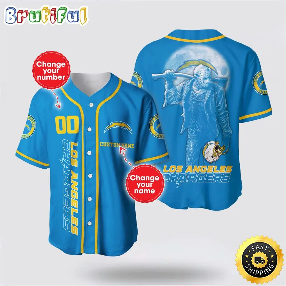 NFL Los Angeles Chargers Baseball Jersey 3D Personalized Skull Score Big With Team Spirit