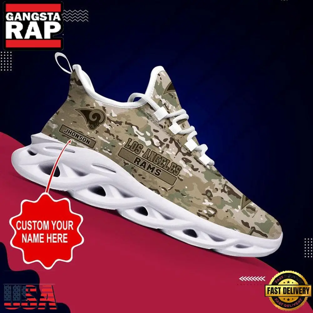NFL Los Angeles Rams Sport Camo New Design Max Soul Shoes Running Sneakers NFL Los Angeles Rams Sport Camo New Design Max Soul Shoes Running Sneakers - Image 1