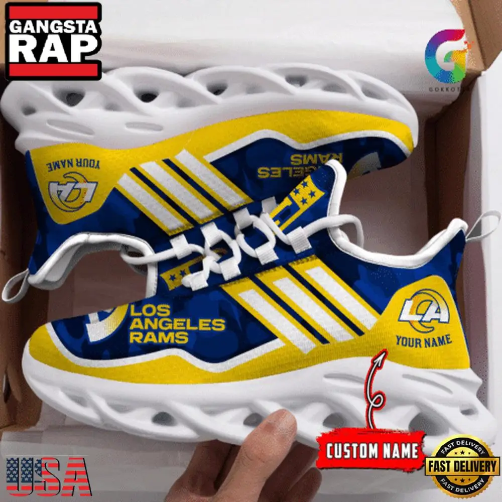 NFL Los Angeles Rams Sport Logo Team New Design Max Soul Shoes Running Sneakers NFL Los Angeles Rams Sport Logo Team New Design Max Soul Shoes Running Sneakers - Image 1