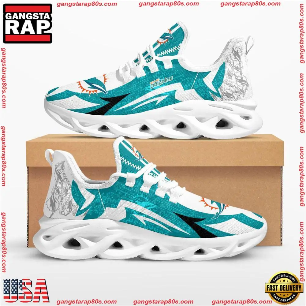 NFL Miami Dolphins Symbol Geometric Pattern Max Soul Shoes Running Sneakers