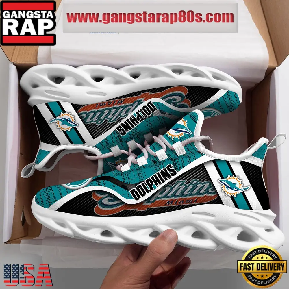 NFL Miami Dolphins Unique Design Max Soul Shoes Running Sneakers NFL Miami Dolphins Unique Design Max Soul Shoes Running Sneakers - Image 1