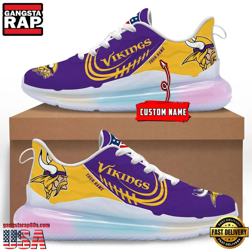 NFL Minnesota Vikings Custom Rainbow Atmospheric Air Force 1 Sneaker Shoes NFL Minnesota Vikings Custom Rainbow Atmospheric Air Force 1 Sneaker Shoes - Image 1