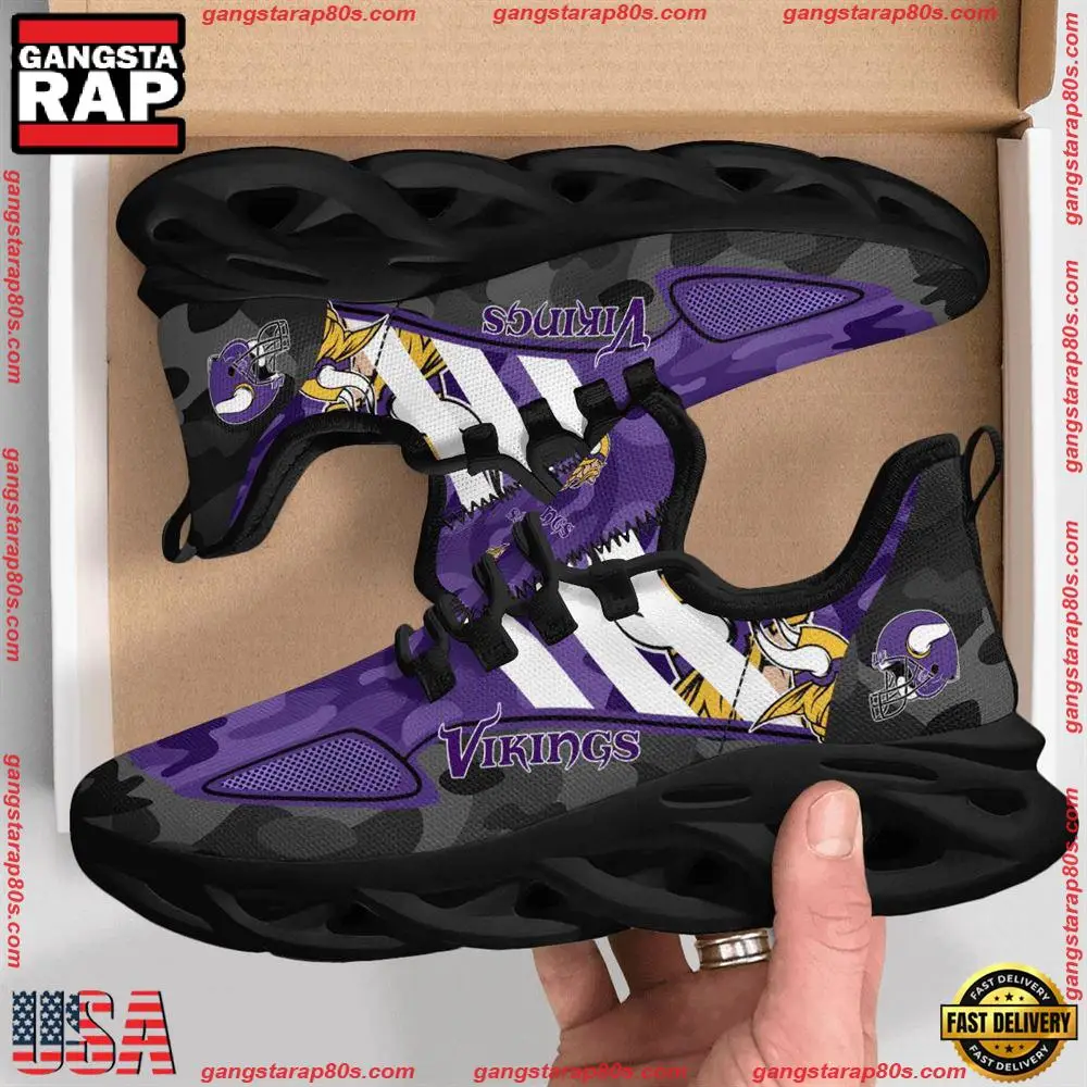 NFL Minnesota Vikings Military Camouflage Max Soul Shoes Running Sneakers Running Sneakers