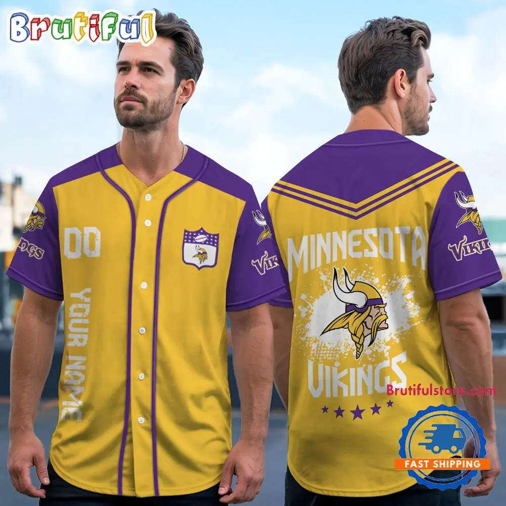 NFL Minnesota Vikings Personalized Baseball Jersey