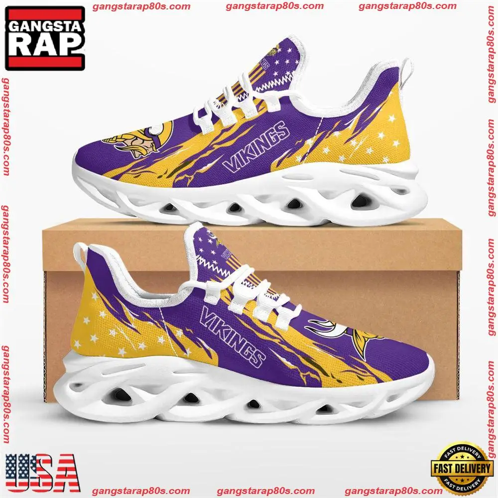 NFL Minnesota Vikings Stars and Stripes Max Soul Shoes Running Sneakers Running Sneakers NFL Minnesota Vikings Stars and Stripes Max Soul Shoes Running Sneakers Running Sneakers - Image 1