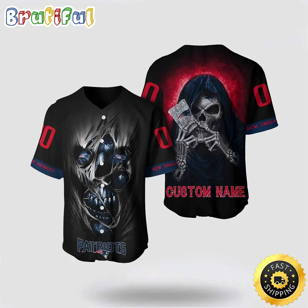 NFL New England Patriots Baseball Jersey 3D Personalized Skull Stay Cozy And Stylish