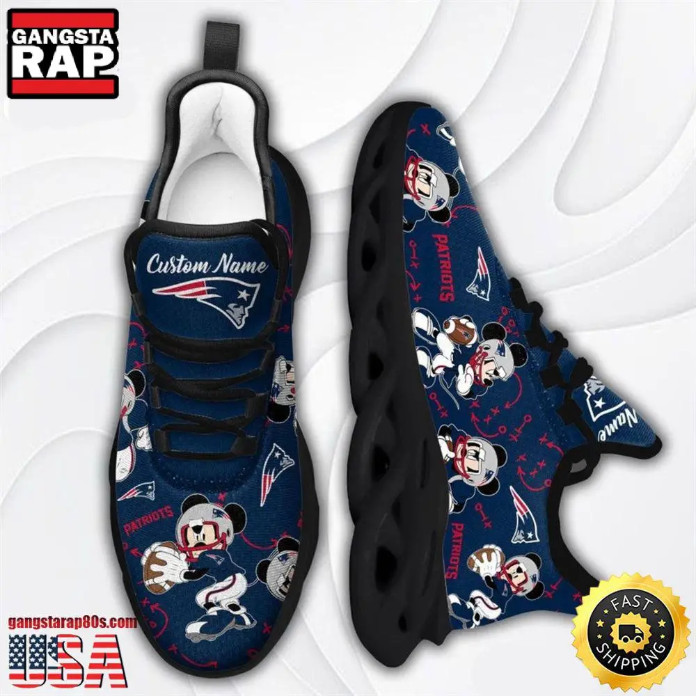 NFL New England Patriots Mickey Mouse Custom Name Max Soul Shoes Running Sneakers NFL New England Patriots Mickey Mouse Custom Name Max Soul Shoes Running Sneakers - Image 1