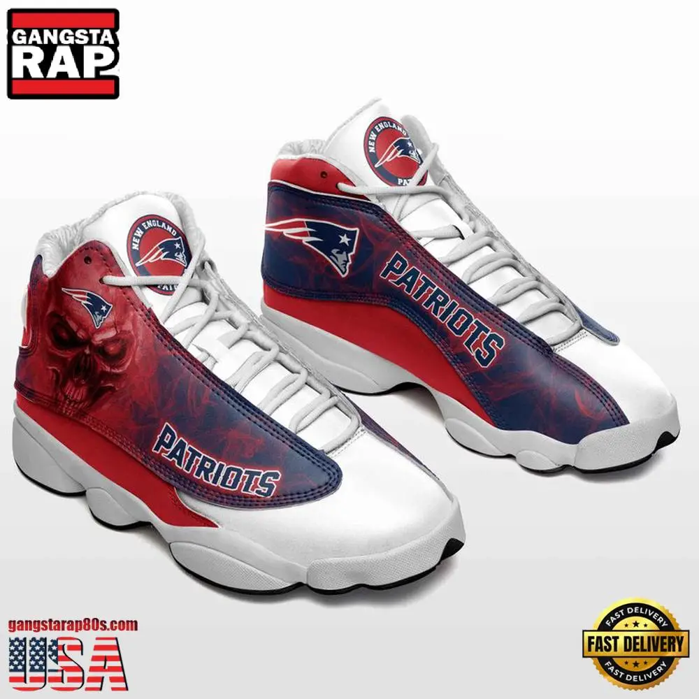 NFL New England Patriots New Design Air Jordan 13 Running Sneakers Shoes NFL New England Patriots New Design Air Jordan 13 Running Sneakers Shoes - Image 1