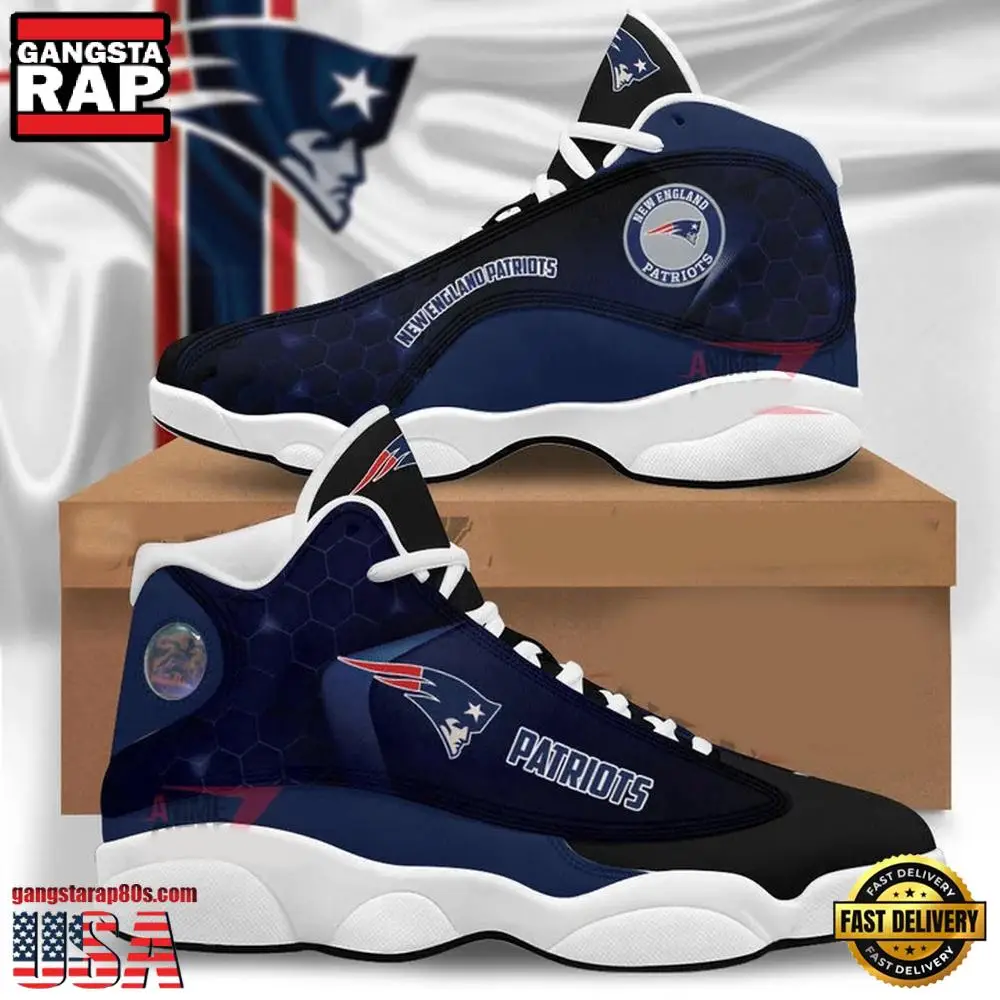 NFL New England Patriots New Design Air Jordan 13 Running Sneakers Shoes NFL New England Patriots New Design Air Jordan 13 Running Sneakers Shoes - Image 1