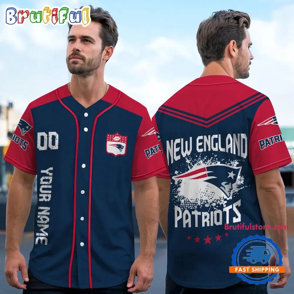 NFL New England Patriots Personalized Baseball Jersey