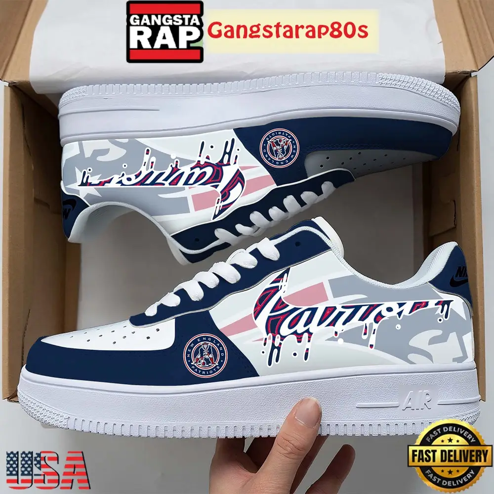 NFL New England Patriots Team Logo Unique Air Force 1 Shoes Running Sneakers NFL New England Patriots Team Logo Unique Air Force 1 Shoes Running Sneakers - Image 1