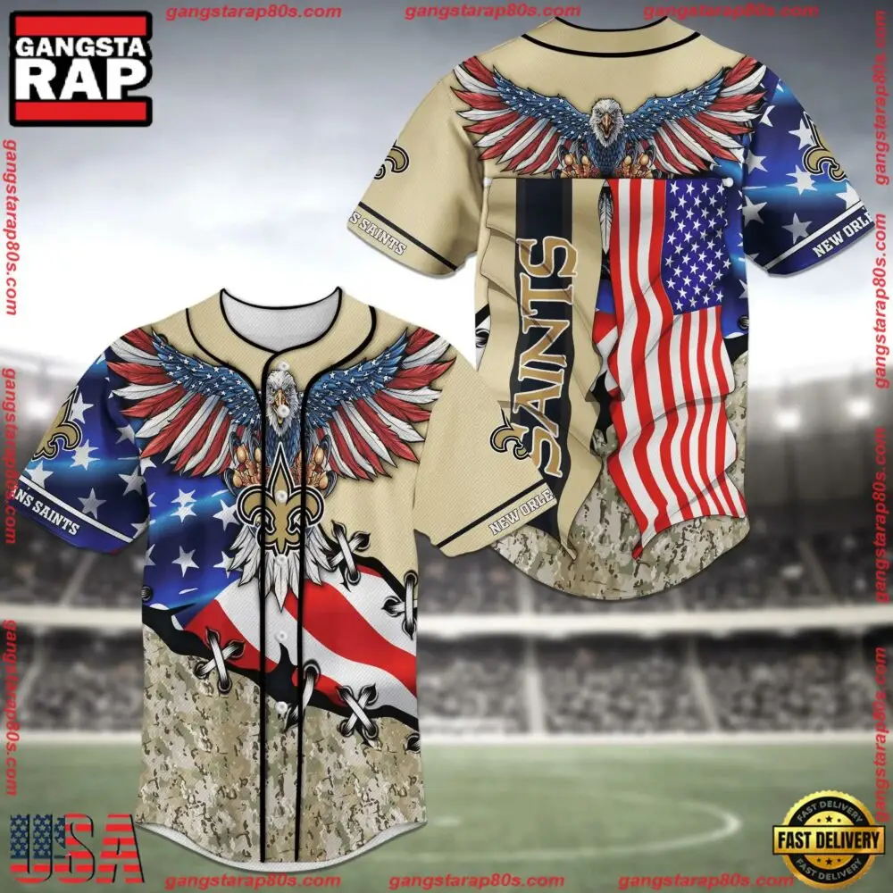 NFL New Orleans Saints American Eagle New Design Baseball Jersey Shirt