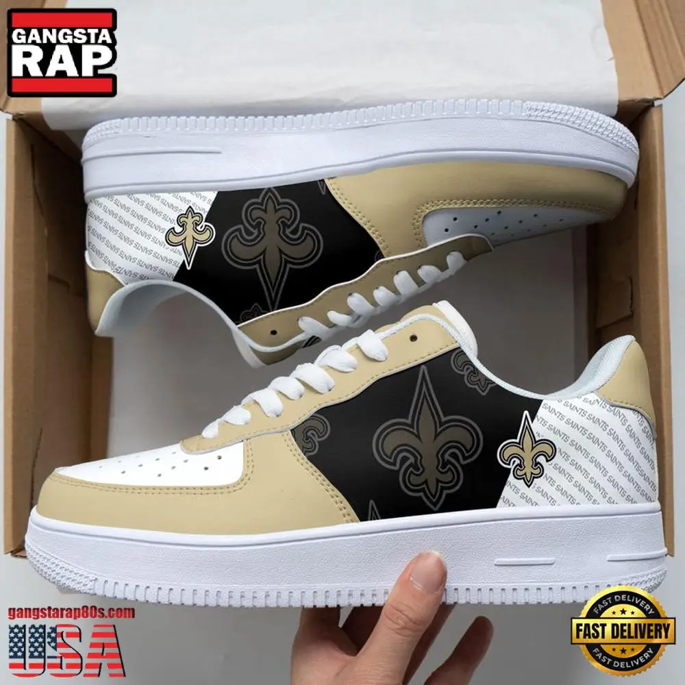 NFL New Orleans Saints Basic Pattern Football New Design Air Force 1 Running Sneakers Shoes