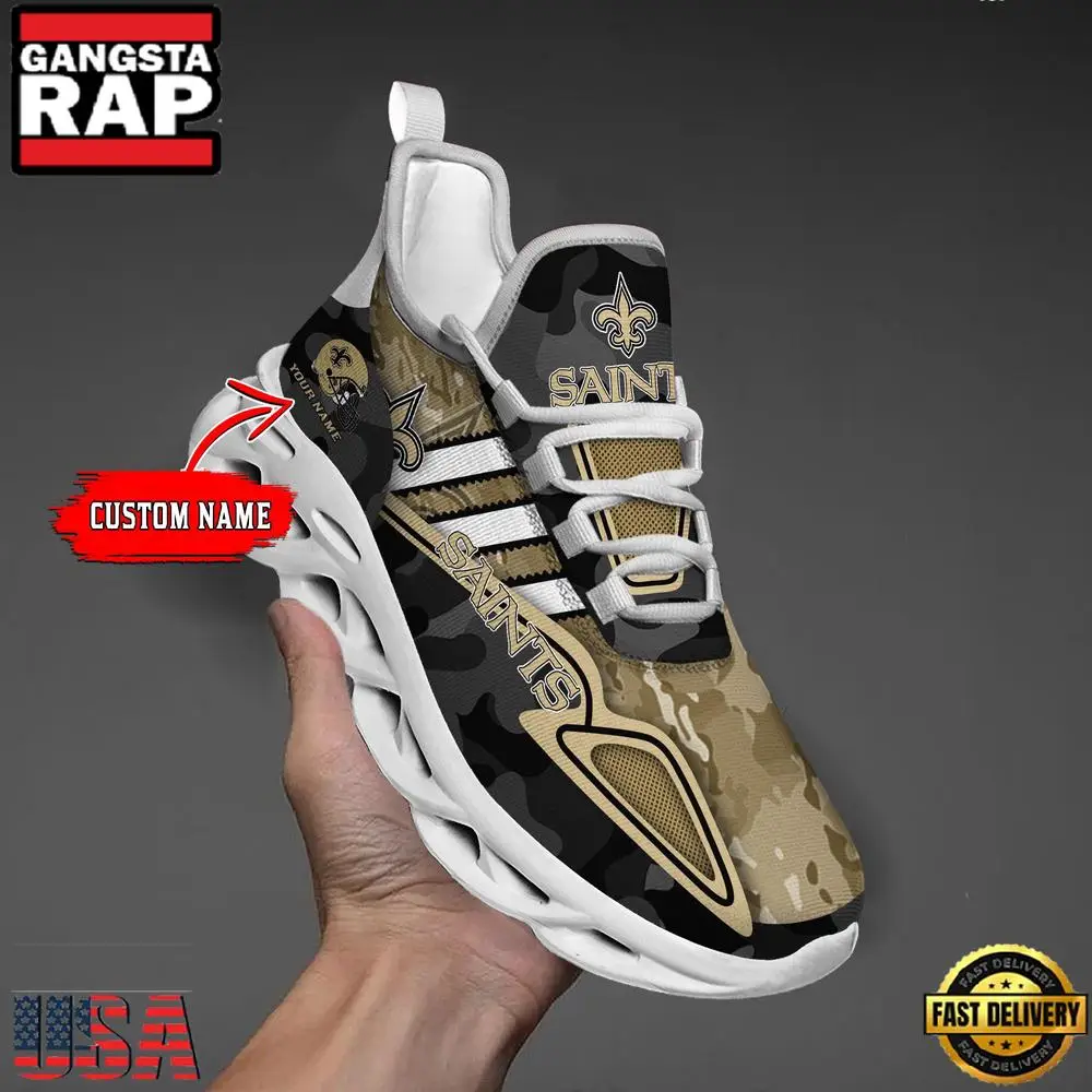 NFL New Orleans Saints Logo Camo New Design Max Soul Shoes Running Sneakers