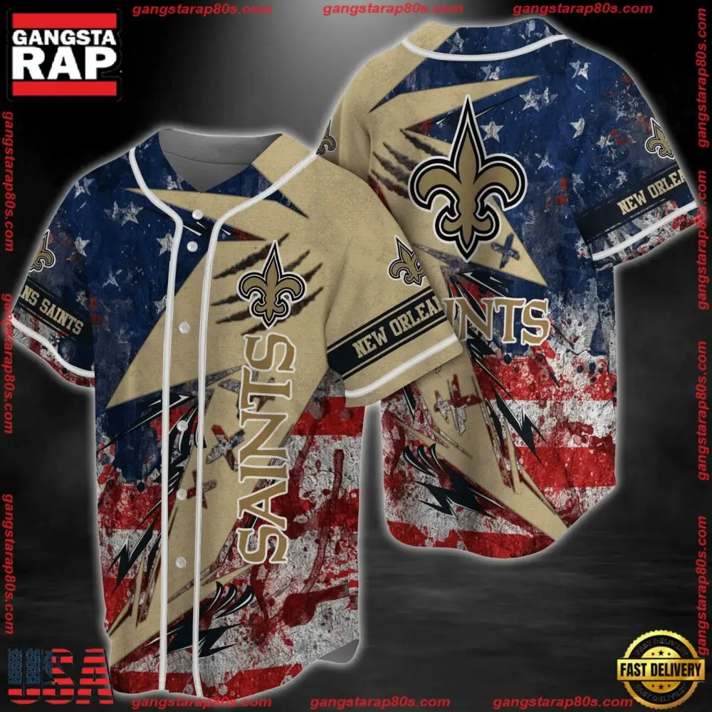 NFL New Orleans Saints Logo New Design Baseball Jersey Shirt
