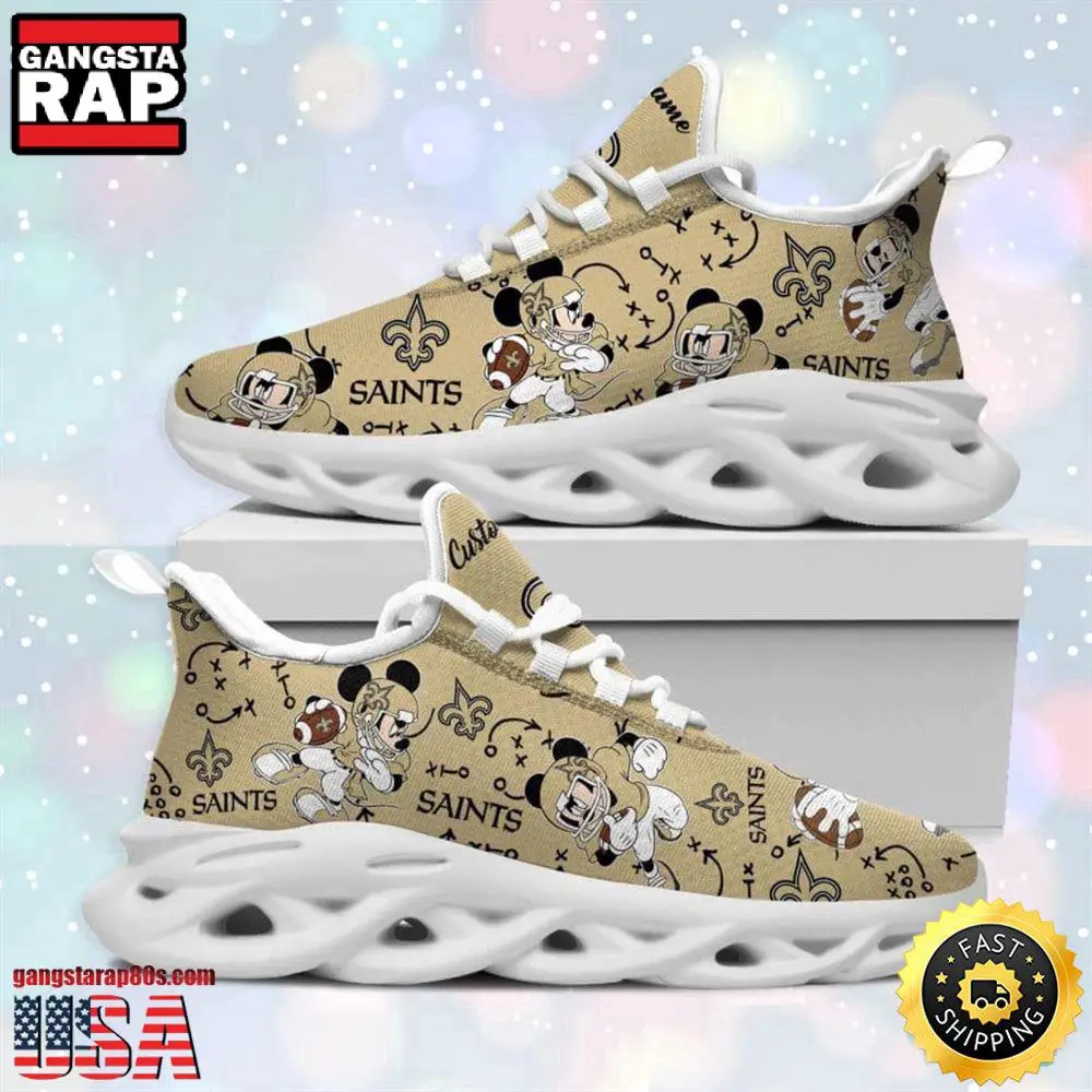 NFL New Orleans Saints Mickey Mouse Custom Name Max Soul Shoes Running Sneakers